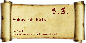 Vukovich Béla névjegykártya