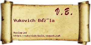 Vukovich Béla névjegykártya