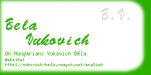bela vukovich business card