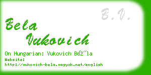 bela vukovich business card